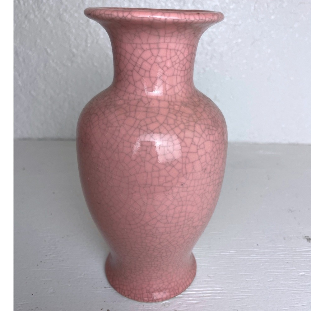 Vintage Napcoware Pink Crackle Glaze Ceramic Bud Vase‎ Japan Mid Century Decor